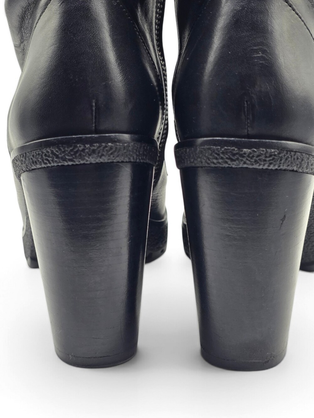 Michael Kors Kim Black Leather Lace-Up Block Heel Boots Size 7.5 - Picture 11 of 15